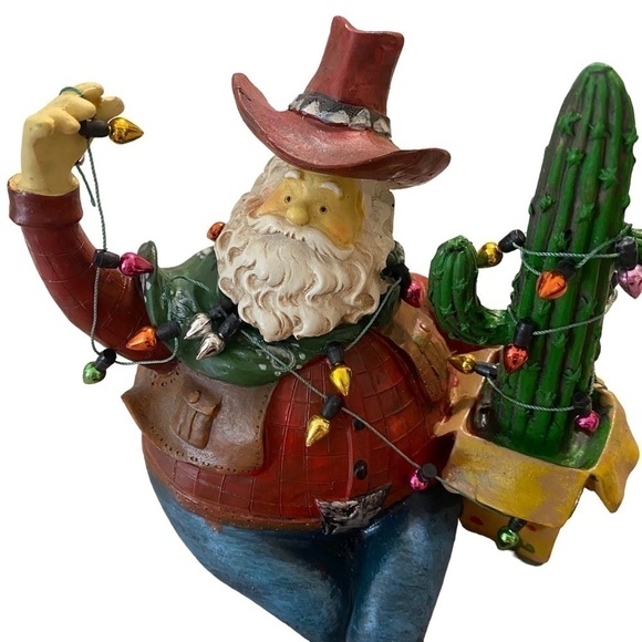 Cowboy, Southwest Christmas, Santa cactus shelf sitter - Picture 2 of 5